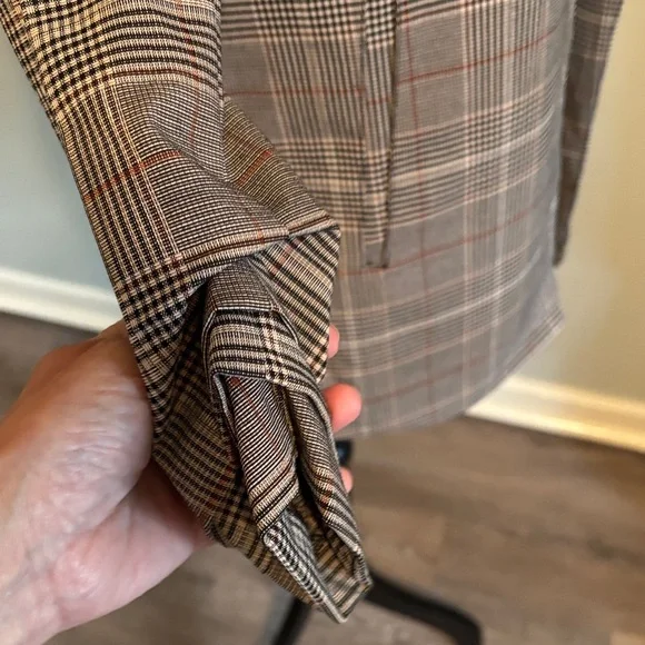 Philosophy Anthropology Gray tan classic Plaid Blazer xs nwt - Picture 4 of 10